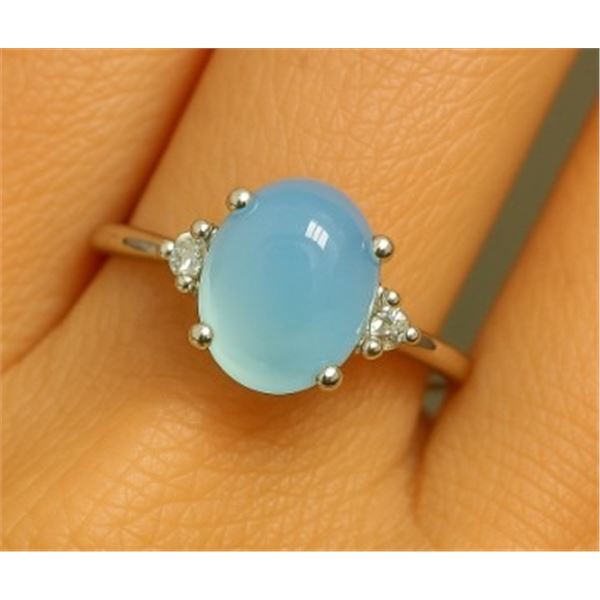 SILVER CHALCEDONY AND NATURAL DIAMOND 0.02CT RING