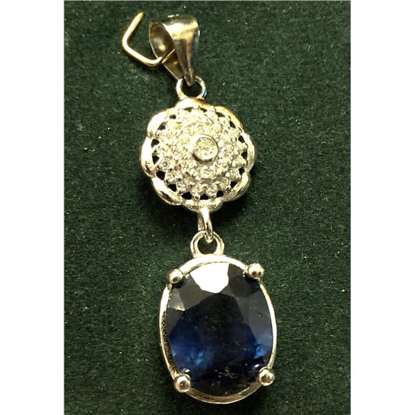 SILVER BLUE SAPPHIRE 5CT PENDANT