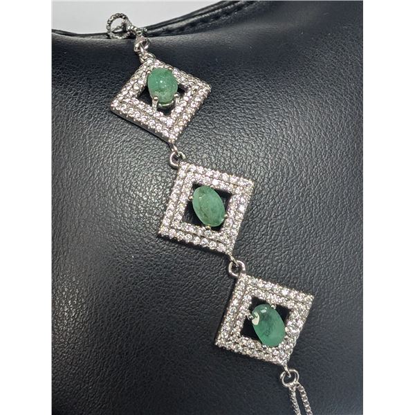 SILVER EMERALD 1.3CT 7-7.5" BRACELET