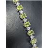 Image 2 : SILVER 14.19G PERIDOT 15.5CT & CZ 7.5" BRACELET