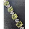 Image 4 : SILVER 14.19G PERIDOT 15.5CT & CZ 7.5" BRACELET