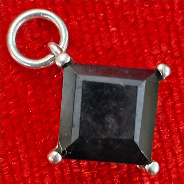 SILVER BLACK SPINEL(1.45CT) RHODIUM PLATED PENDANT