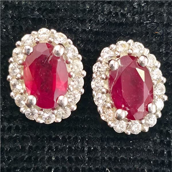 SILVER RUBY WHITE TOPAZ(0.85CT) RHODIUM PLATED