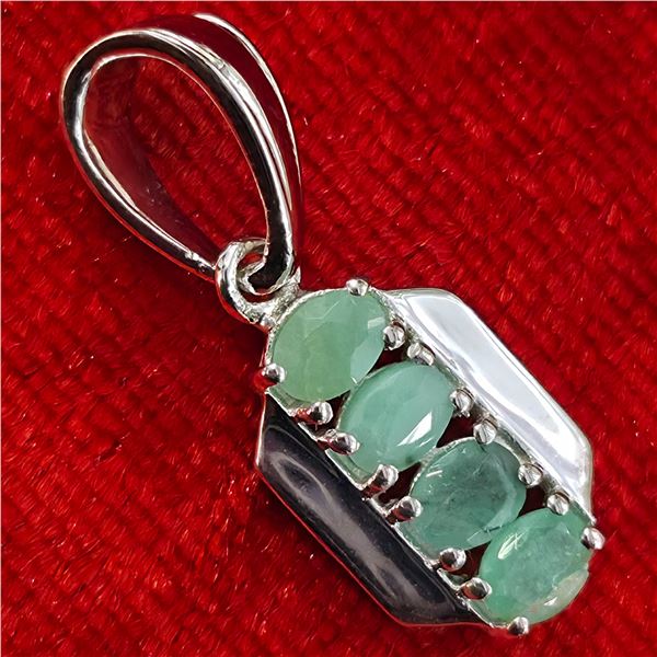 SILVER EMERALD (0.9CT) RHODIUM PLATED PENDANT