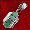 Image 3 : SILVER EMERALD (0.9CT) RHODIUM PLATED PENDANT