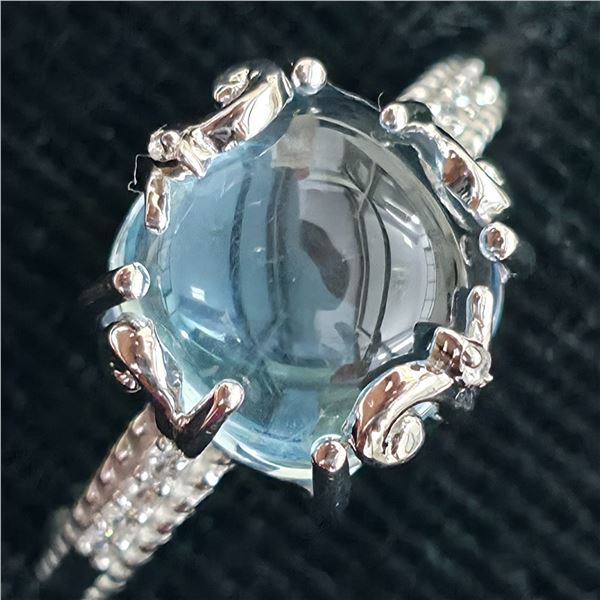 SILVER BLUE TOPAZ(3.1CT) RHODIUM PLATED RING