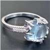 Image 3 : SILVER BLUE TOPAZ(3.1CT) RHODIUM PLATED RING