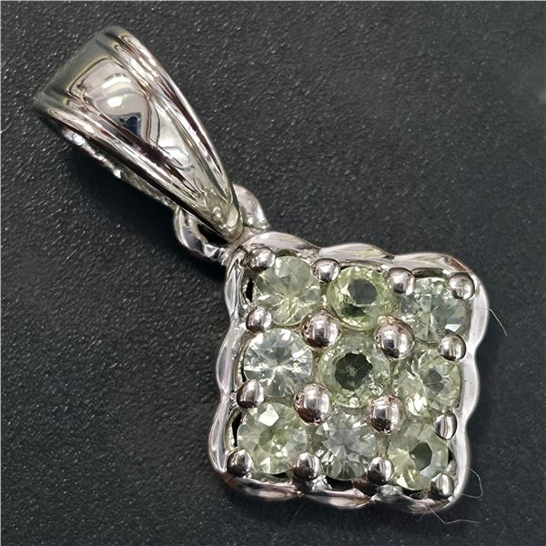 SILVER GREEN SAPPHIRE(0.75CT) RHODIUM PLATED