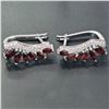 Image 5 : SILVER GARNET(2.3CT) RHODIUM PLATED EARRINGS