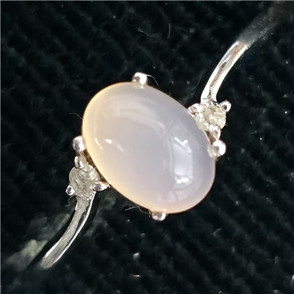 SILVER ROSE QUARTZ DIAMOND(0.65CT) RHODIUM
