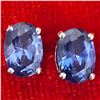 SILVER TANZANITE(1.8CT) RHODIUM PLATED EARRINGS