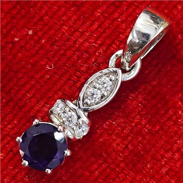 SILVER AMETHYST(0.4CT) RHODIUM PLATED PENDANT
