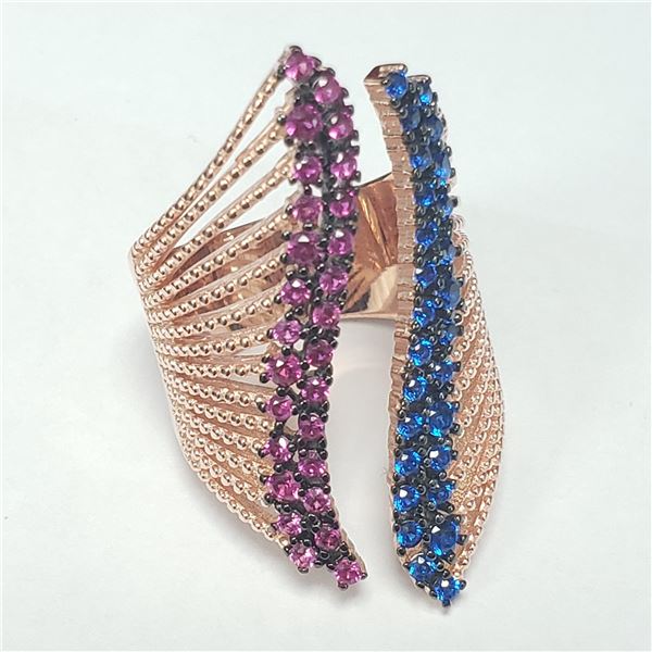 SILVER COLOR CZ ROSE GOLD PLATED RING