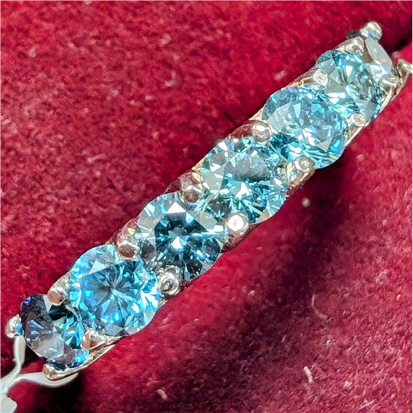 14K WHITE GOLD 4.23CT LAB BLUE DIAMOND 1.4CT RING