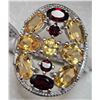 SILVER CITRINE AND GARNET 4.05CT 3.55G RING SIZE 7