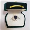 Image 4 : SILVER SAPPHIRE CUBIC ZIRCONIA RING (~SIZE 7)