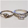SILVER LOT OF 2 CUBIC ZIRCONIA RING(~WEIGHT 5.92G)