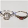 SILVER LOT OF2 GARNET MARCASITE RING(WEIGHT 4.05G)