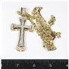 GOLD TONE RHINESTONE CROSS PENDANT WITH