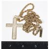 GOLD TONE RHINESTONE CROSS PENDANT ONE ROPE CHAIN