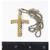2 TONE STAINLESS STEEL CROSS PENDANT AND CHAIN