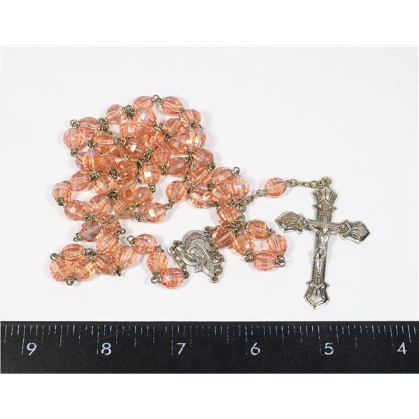 PEACH COLOR BEADED ROSARY