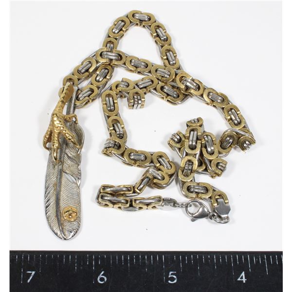 EAGLE CLAW FEATHER PENDANT WITH WHIP STYLE CHAIN