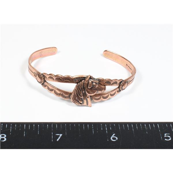 COPPER CUFF HORSE DESIGN BRACELET