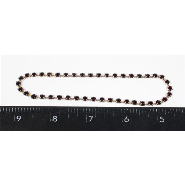 SILVER TONE PURPLE RHINESTONE BRACELET