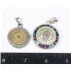 TWO MEXICAN MAYAN CALENDAR PENDANTS