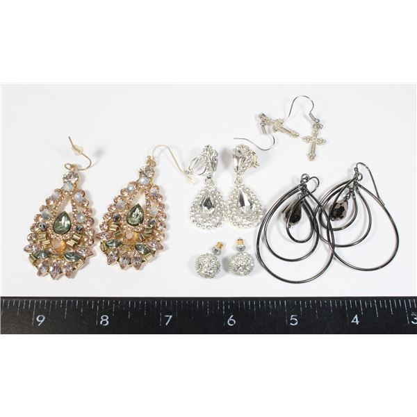 LOT OF EARRINGS 3 PAIRS OF DANGLE EARRINGS, 1 PAIR