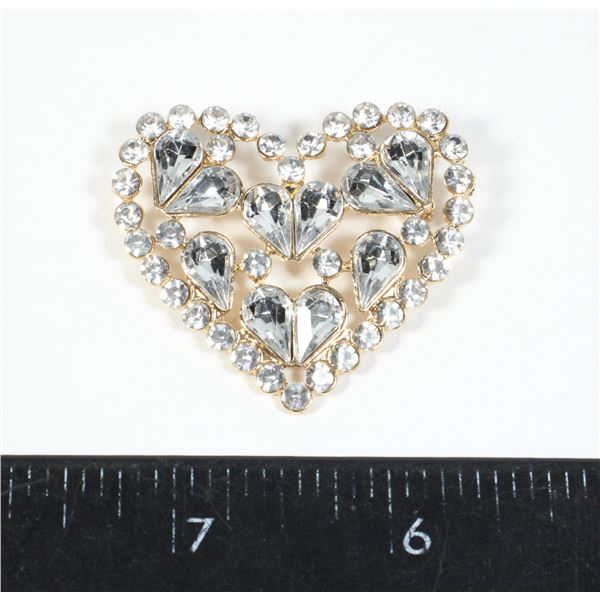 RHINESTONE HEART BROOCH