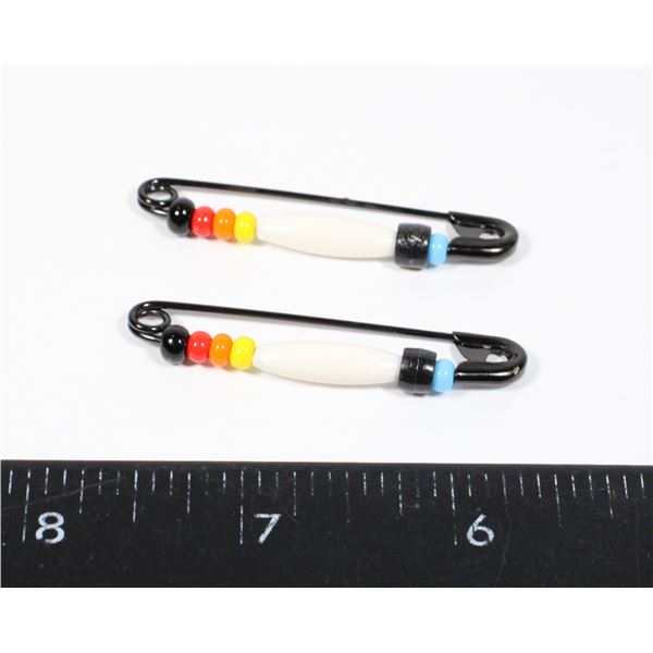 2 SAFETY PIN BEADED FRIENDSHIP PINS