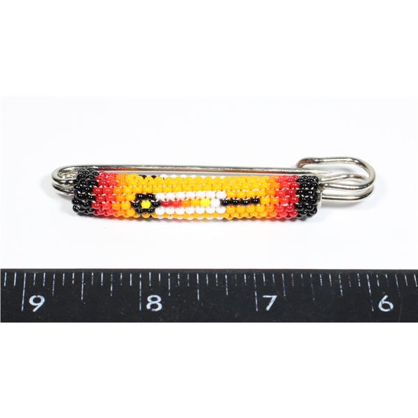 NATIVE BEADED PIN BROOCH