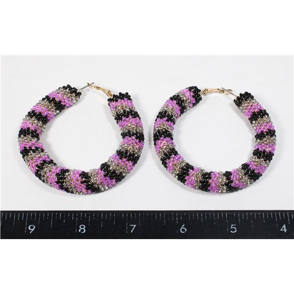 NATIVE BEADED HOOP EARRINGS
