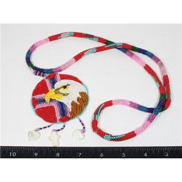 NATIVE BEADED MEDALLION NECKLACE