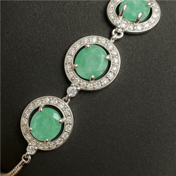 5.5G SILVER BRACELET 4.5CT EMERALD, BRACELET