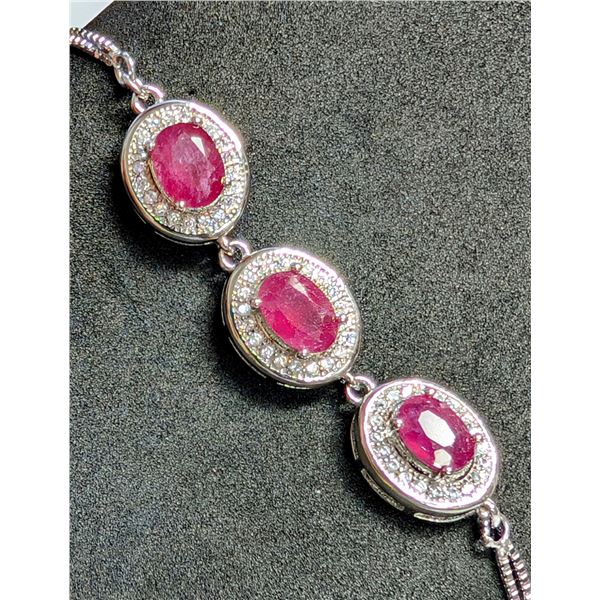 SILVER 4.1G, RUBY 3CT BRACELET