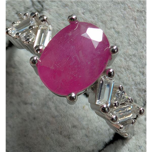 SILVER 2.21G,RUBY 1.5CT RING SIZE 8