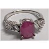 Image 2 : SILVER 2.21G,RUBY 1.5CT RING SIZE 8