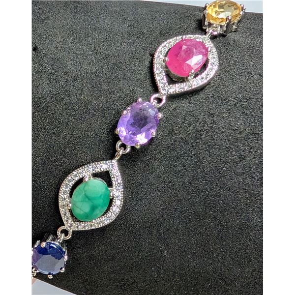 SILVER 5G RUBY,SPPHIRE,EMARALD,AMETHYST BRACELET