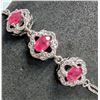 SILVER 5.5G RUBY 1.5CT BRACELET 7"