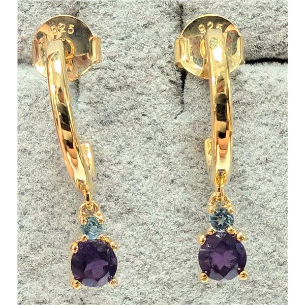 18K WHITE GOLD LAB BLUE DIAMOND 1.61CT EARRINGS