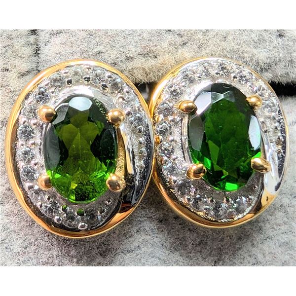 SILVER CHROME DIOPSIDE 1.75CT EARRINGS