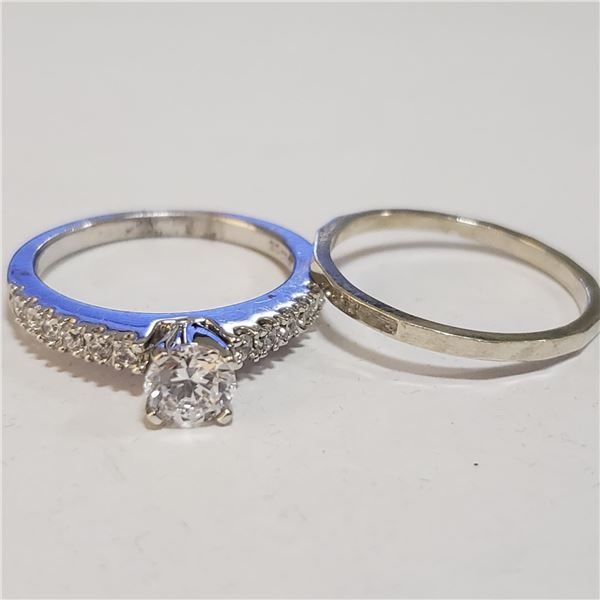 SILVER LOT OF 2 CUBIC ZIRCONIA RING(~WEIGHT 4.12G)