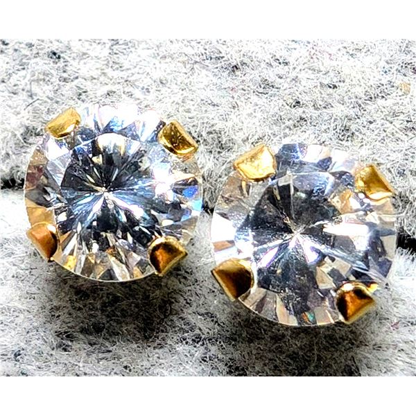 14K YELLOW GOLD CZ 4MM EARRINGS
