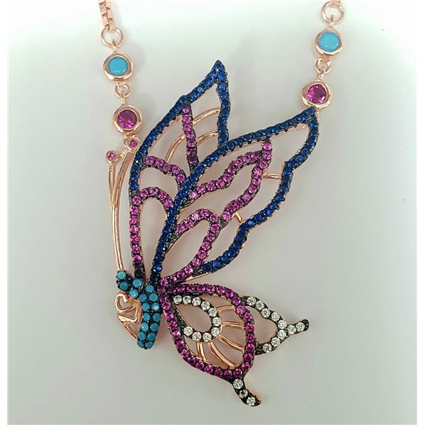 SILVER COLOR CZ ROSE GOLD PLATED 26" NECKLACE