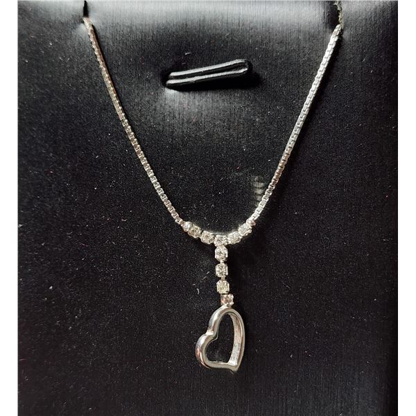 SILVER HEART SHIP WITH CZ NECKLACE