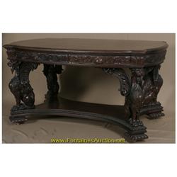 Attr R.J. Horner Winged Griffin Mahogany Library Table