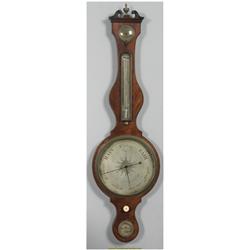 Dring & Fage Mahogany Banjo Barometer